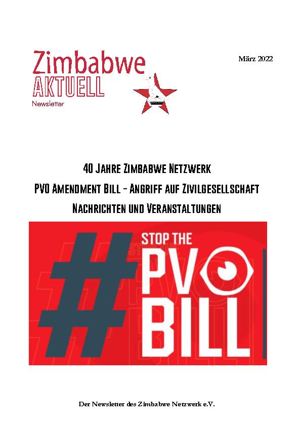 40 Jahre Zimbabwe Netzwerk; PVO Amendment Bill - Angriff auf die Zivilgesellschaft