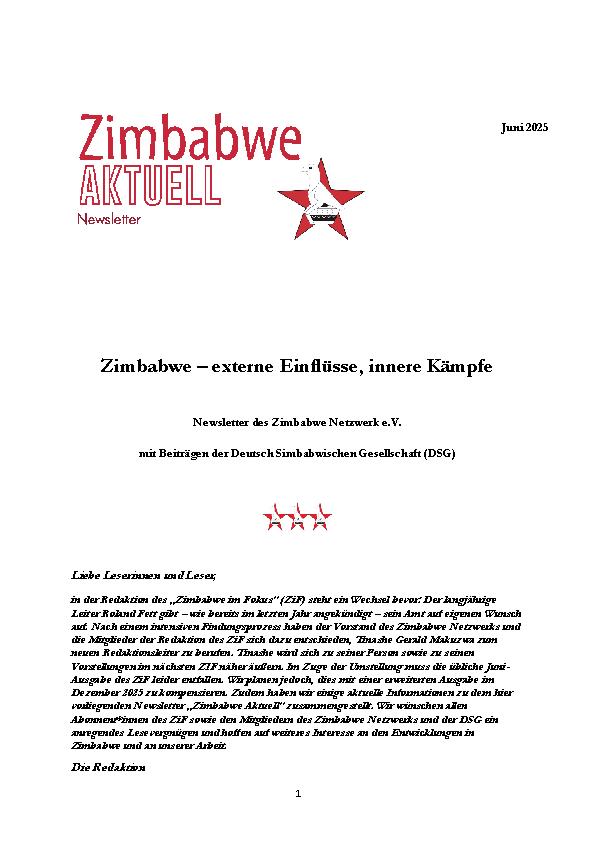 Zimbabwe ­ externe Einflüsse, innere Kämpfe